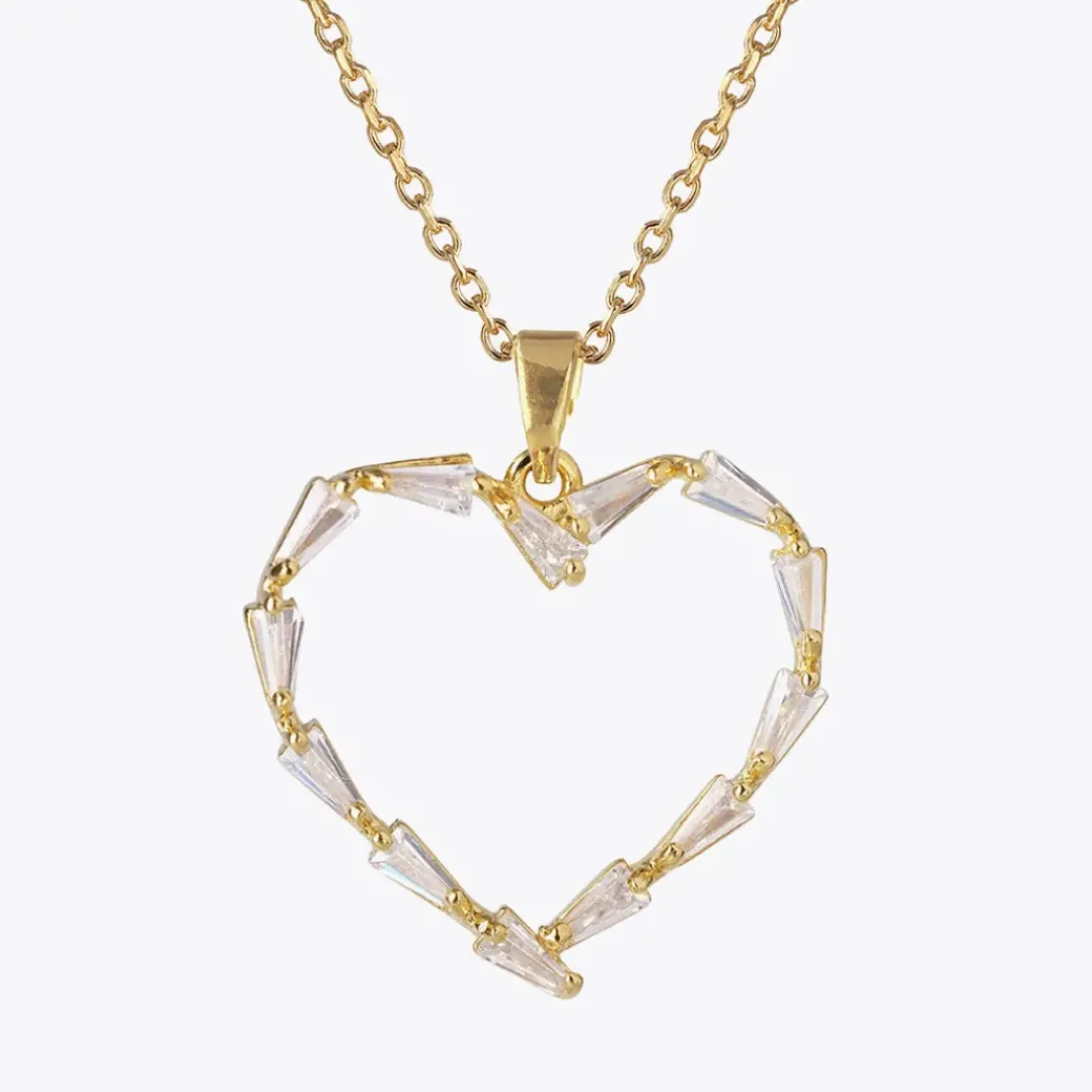 Baguette Heart Necklace/Crystal