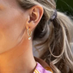 Bella Loop Earrings/Pearl + Crystal