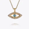 Greek Eye Necklace/Crystal + Aquamarine