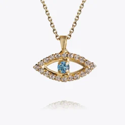 Greek Eye Necklace/Crystal + Aquamarine