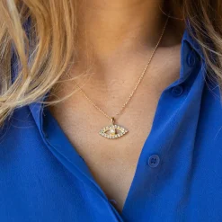 Greek Eye Pearl Necklace