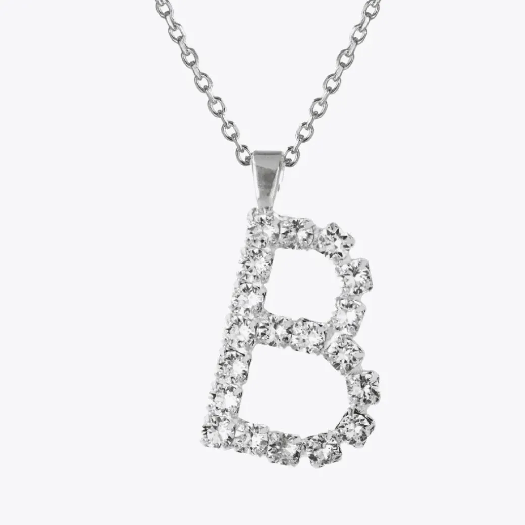 Letter Necklace B/Crystal