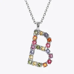Letter Necklace B/Rainbow Combo