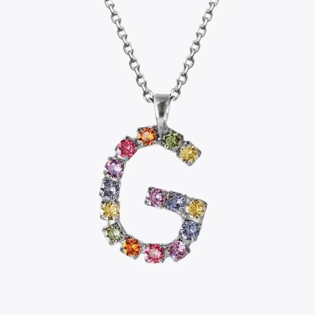 Letter Necklace G/Rainbow Combo