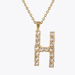 Letter Necklace H/Crystal