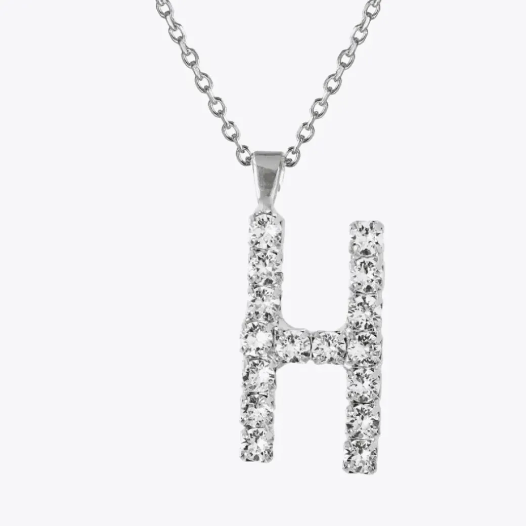 Letter Necklace H/Crystal