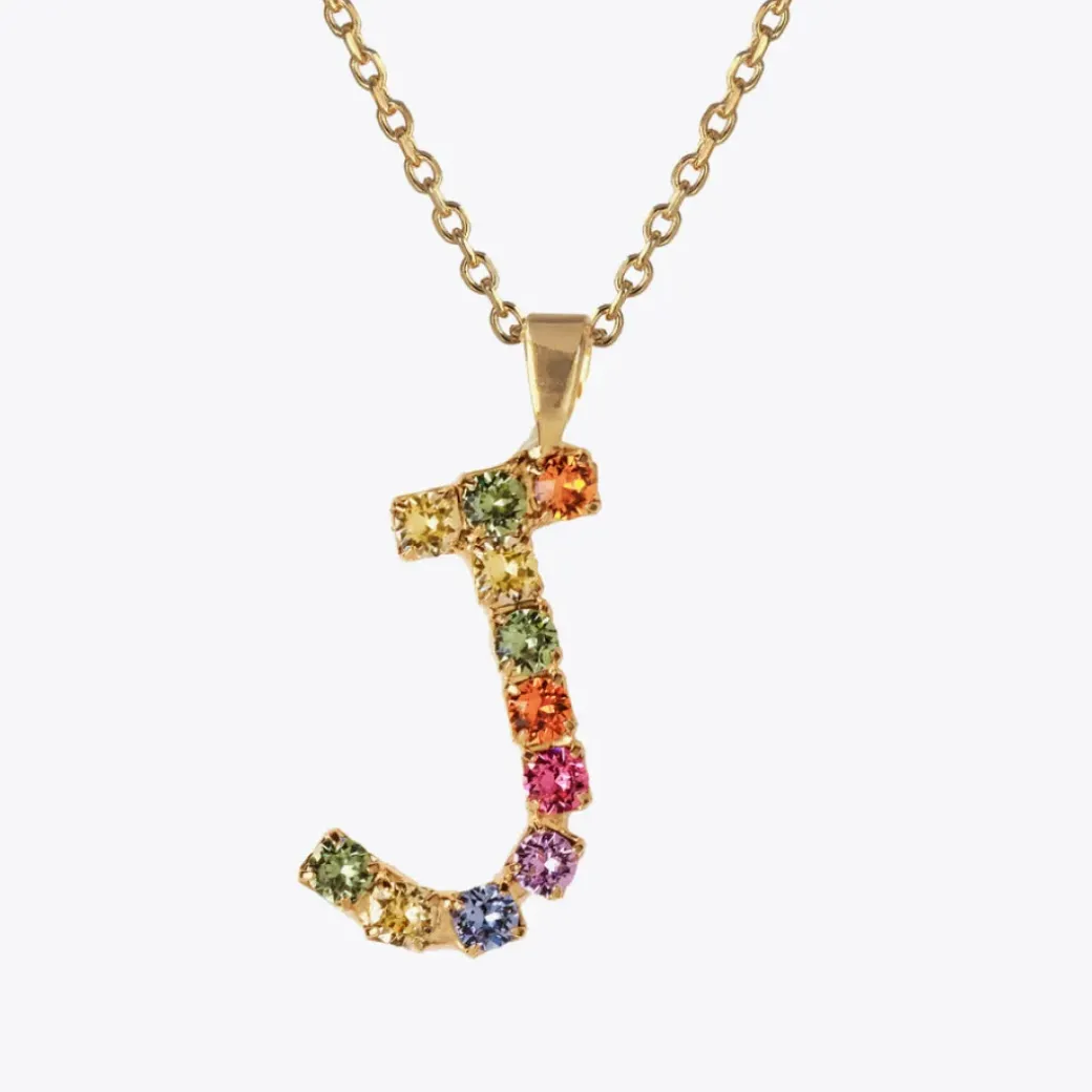 Letter Necklace J/Rainbow Combo