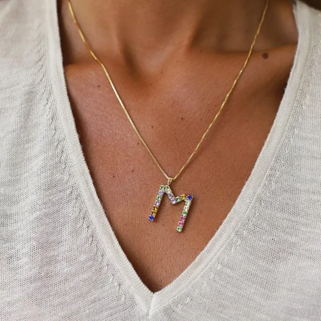 Letter Necklace M/Rainbow Combo