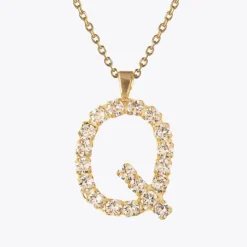 Letter Necklace Q/Crystal