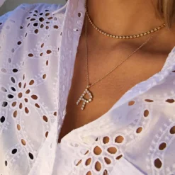 Letter Necklace R/Crystal
