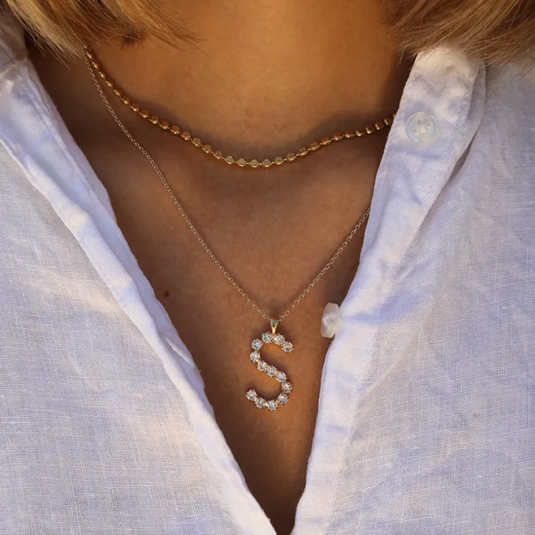 Letter Necklace S/Crystal