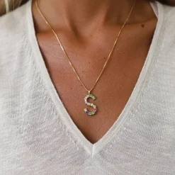 Letter Necklace S/Rainbow Combo