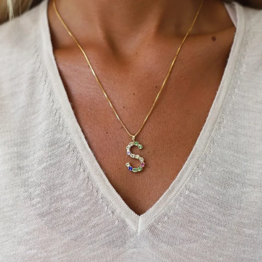Letter Necklace S/Rainbow Combo