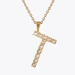 Letter Necklace T/Crystal