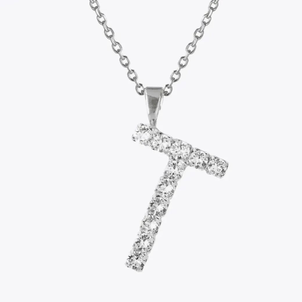 Letter Necklace T/Crystal