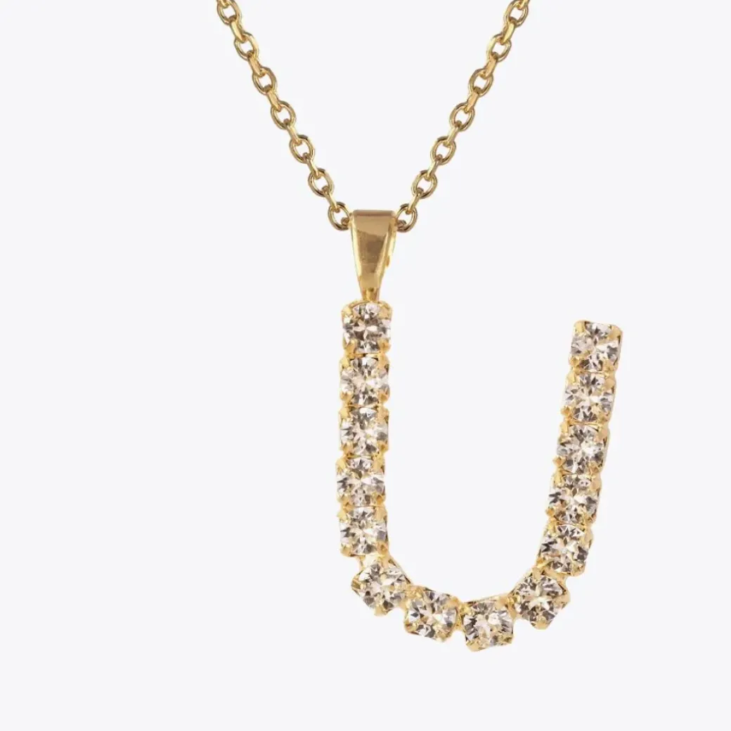 Letter Necklace U/Crystal