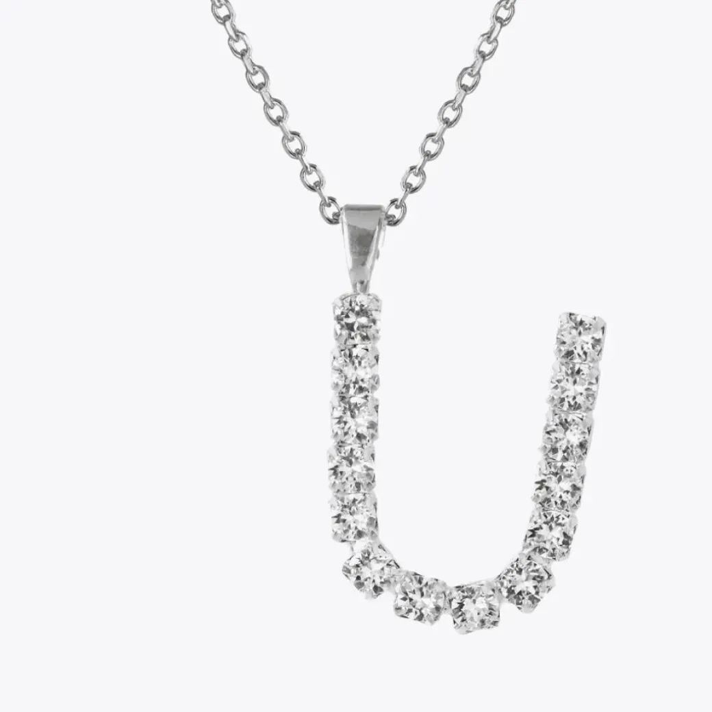 Letter Necklace U/Crystal