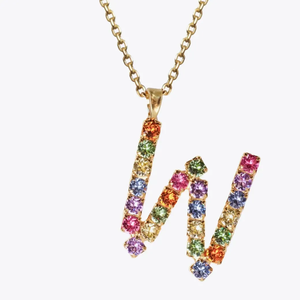 Letter Necklace W/Rainbow Combo