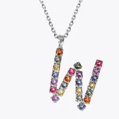Letter Necklace W/Rainbow Combo