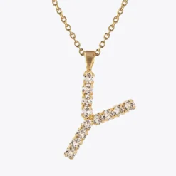 Letter Necklace Y/Crystal