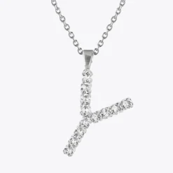 Letter Necklace Y/Crystal
