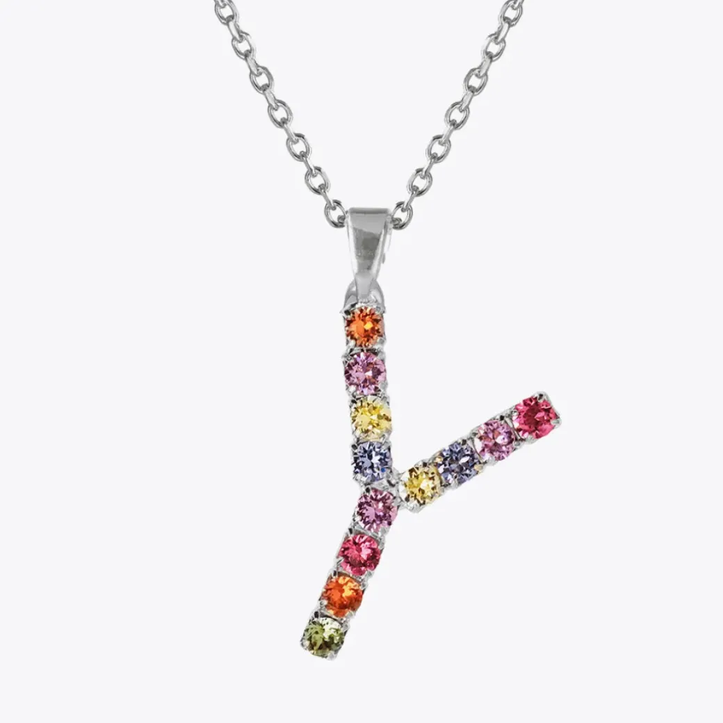 Letter Necklace Y/Rainbow Combo