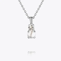 Love Pearl Necklace/Pearl + Crystal