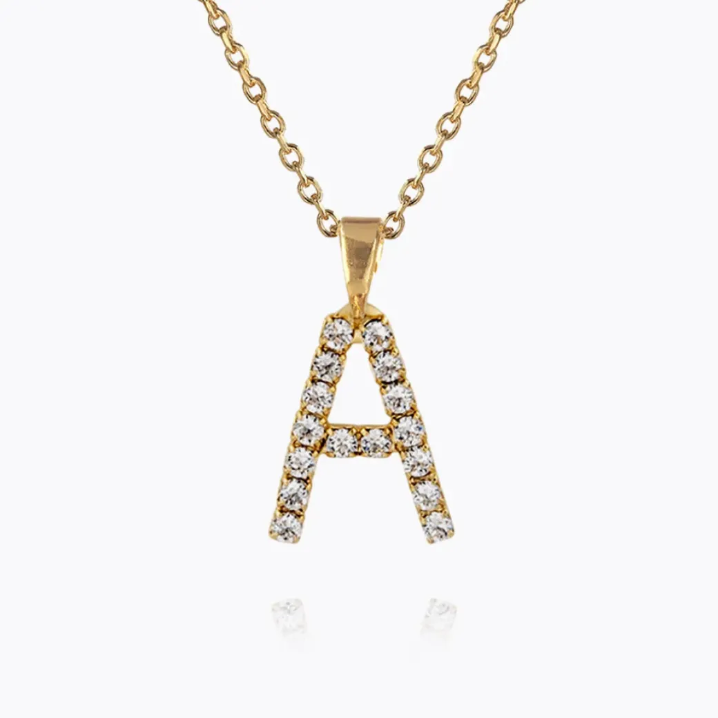 Mini Letter Necklace A/Crystal