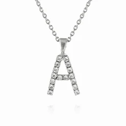 Mini Letter Necklace A/Crystal
