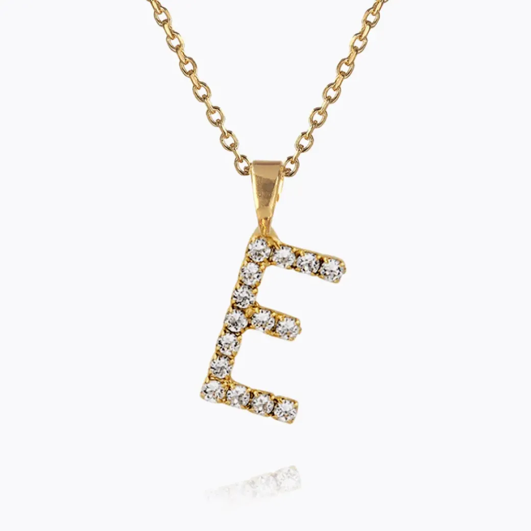 Mini Letter Necklace E/Crystal