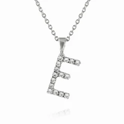 Mini Letter Necklace E/Crystal