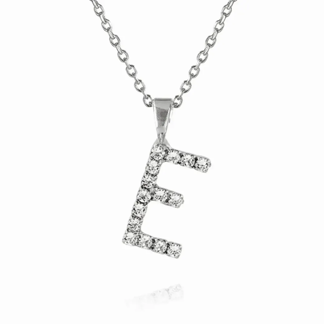 Mini Letter Necklace E/Crystal