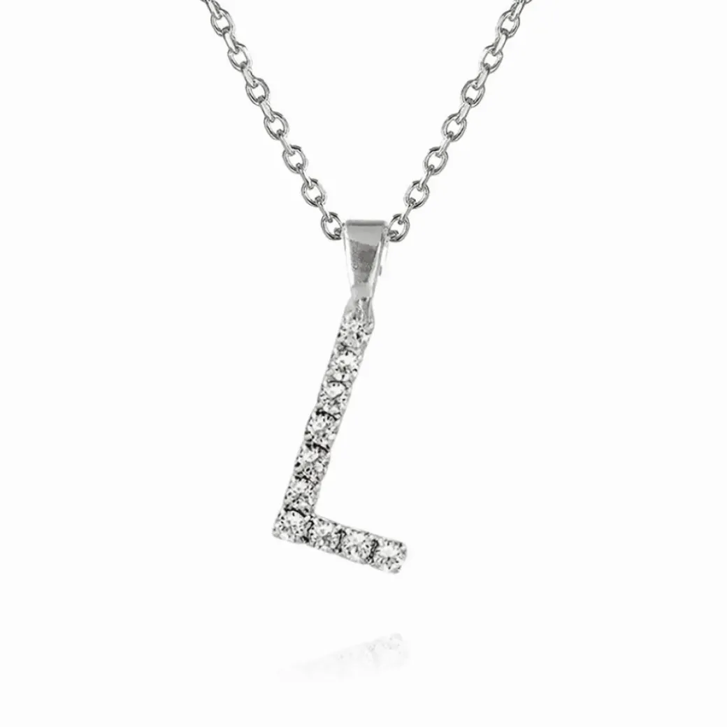 Mini Letter Necklace L/Crystal