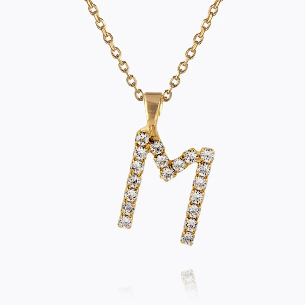 Mini Letter Necklace M/Crystal
