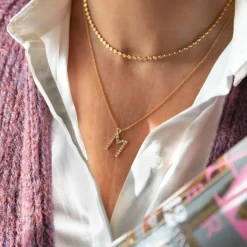 Mini Letter Necklace M/Crystal