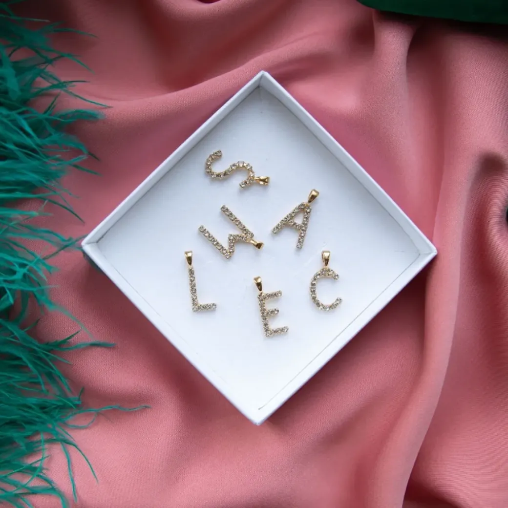 Mini Letter Necklace M/Crystal