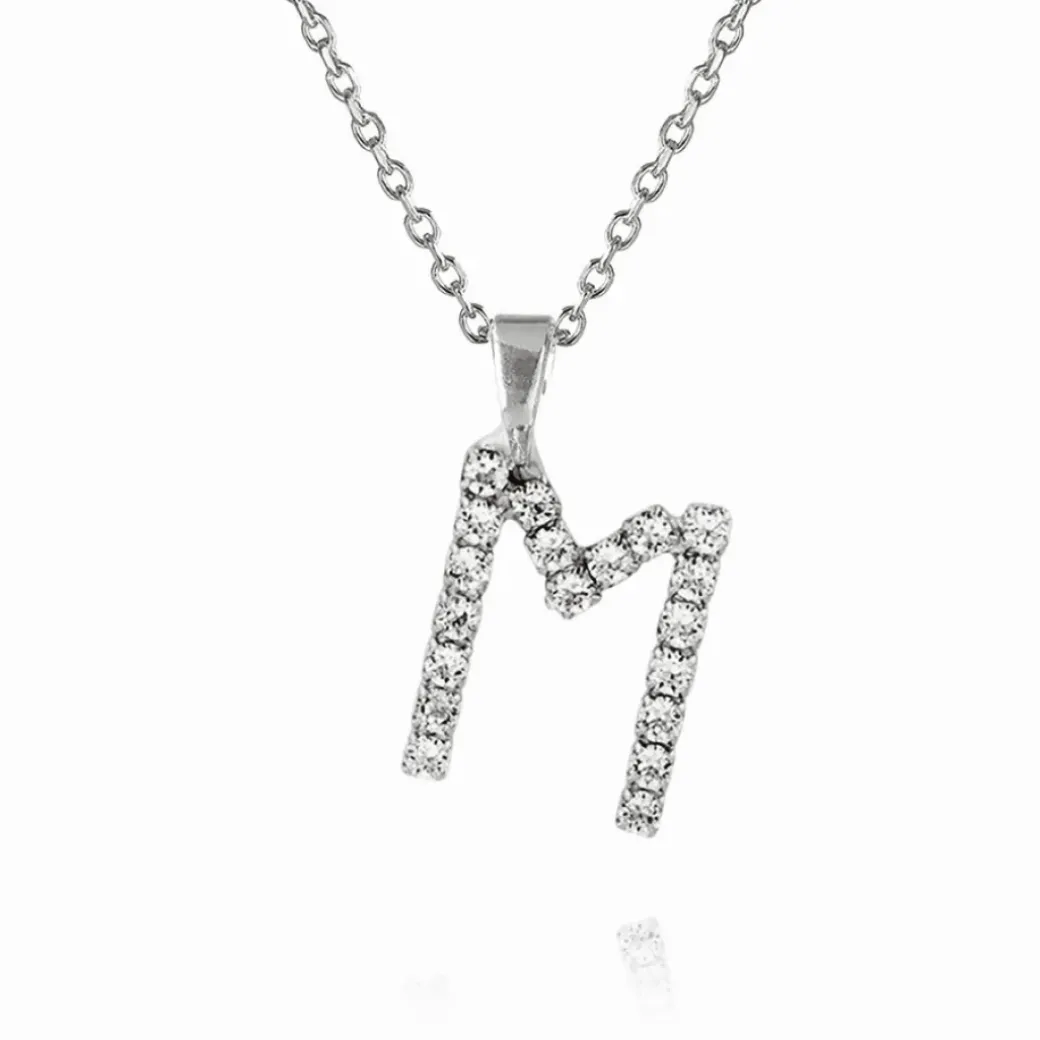 Mini Letter Necklace M/Crystal