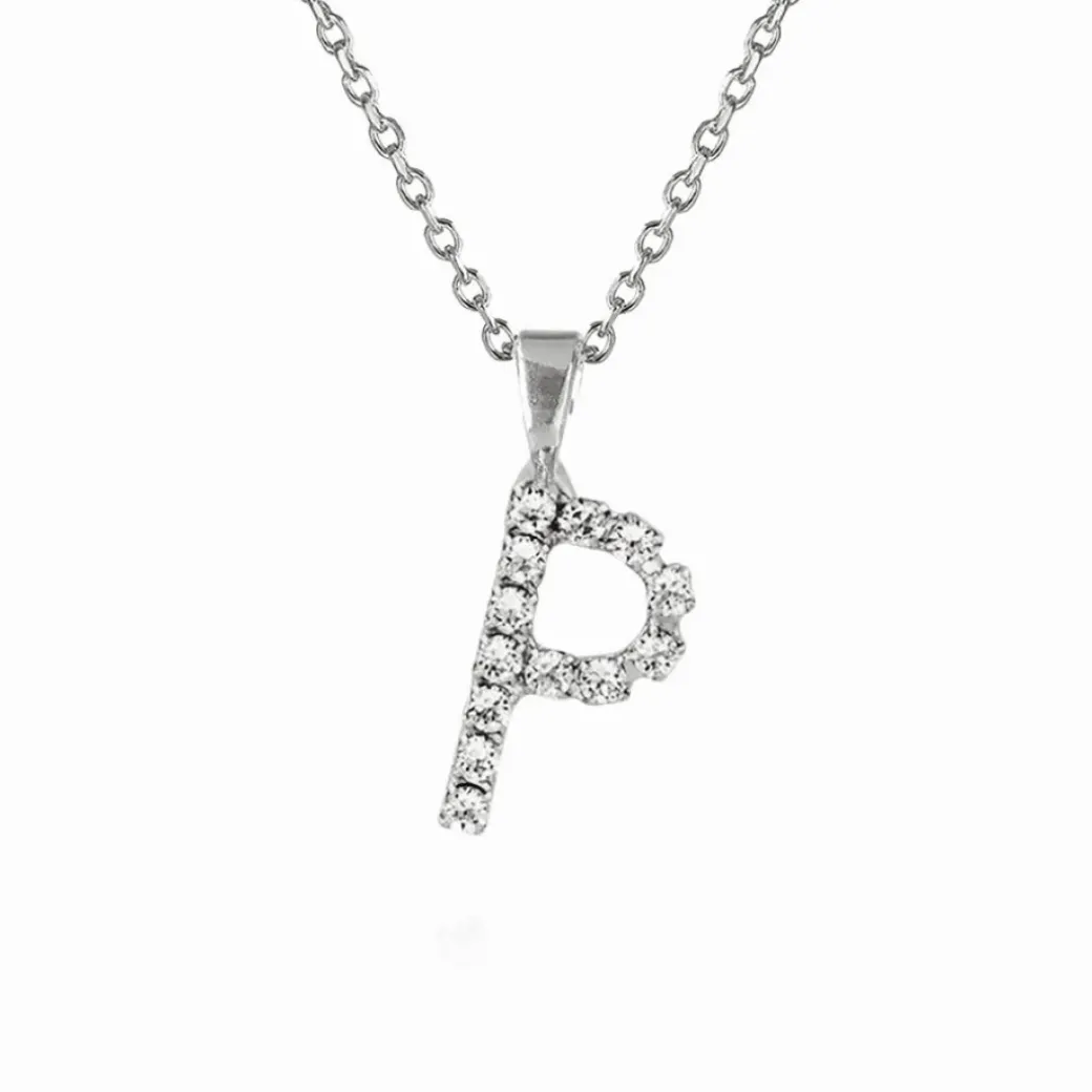 Mini Letter Necklace P/Crystal