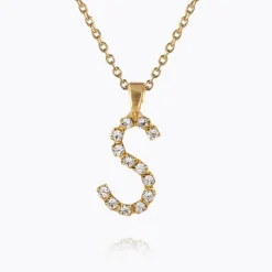 Mini Letter Necklace S/Crystal
