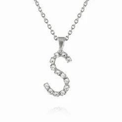 Mini Letter Necklace S/Crystal