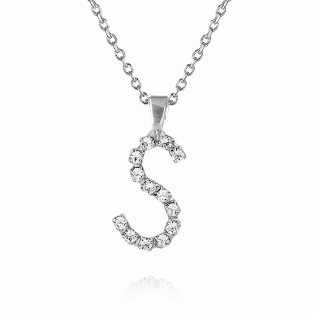 Mini Letter Necklace S/Crystal