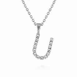 Mini Letter Necklace U/Crystal