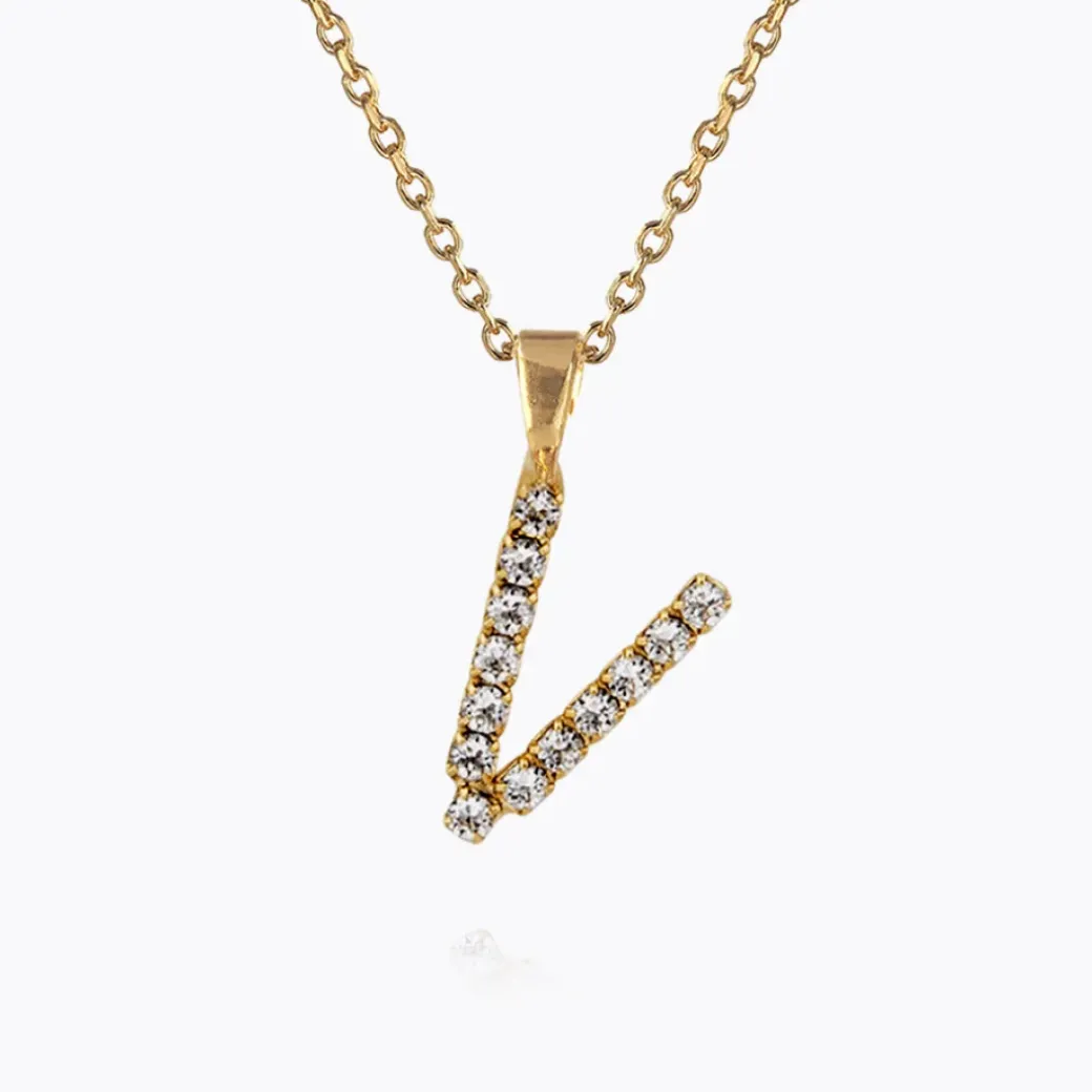 Mini Letter Necklace V/Crystal
