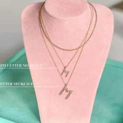 Mini Letter Necklace V/Crystal