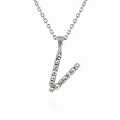 Mini Letter Necklace V/Crystal
