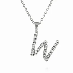 Mini Letter Necklace W/Crystal