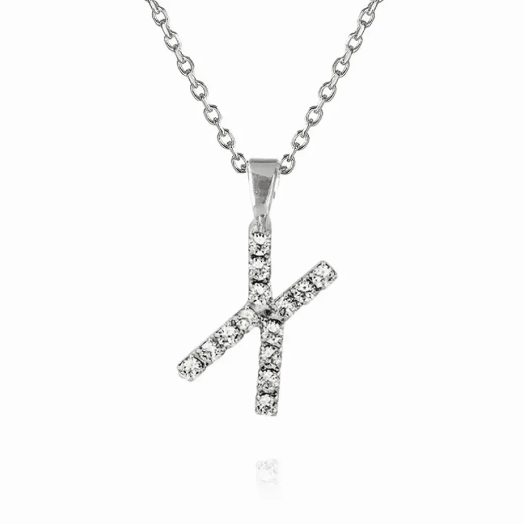 Mini Letter Necklace X/Crystal