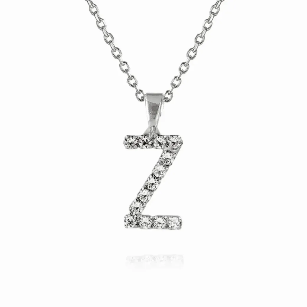 Mini Letter Necklace Z/Crystal